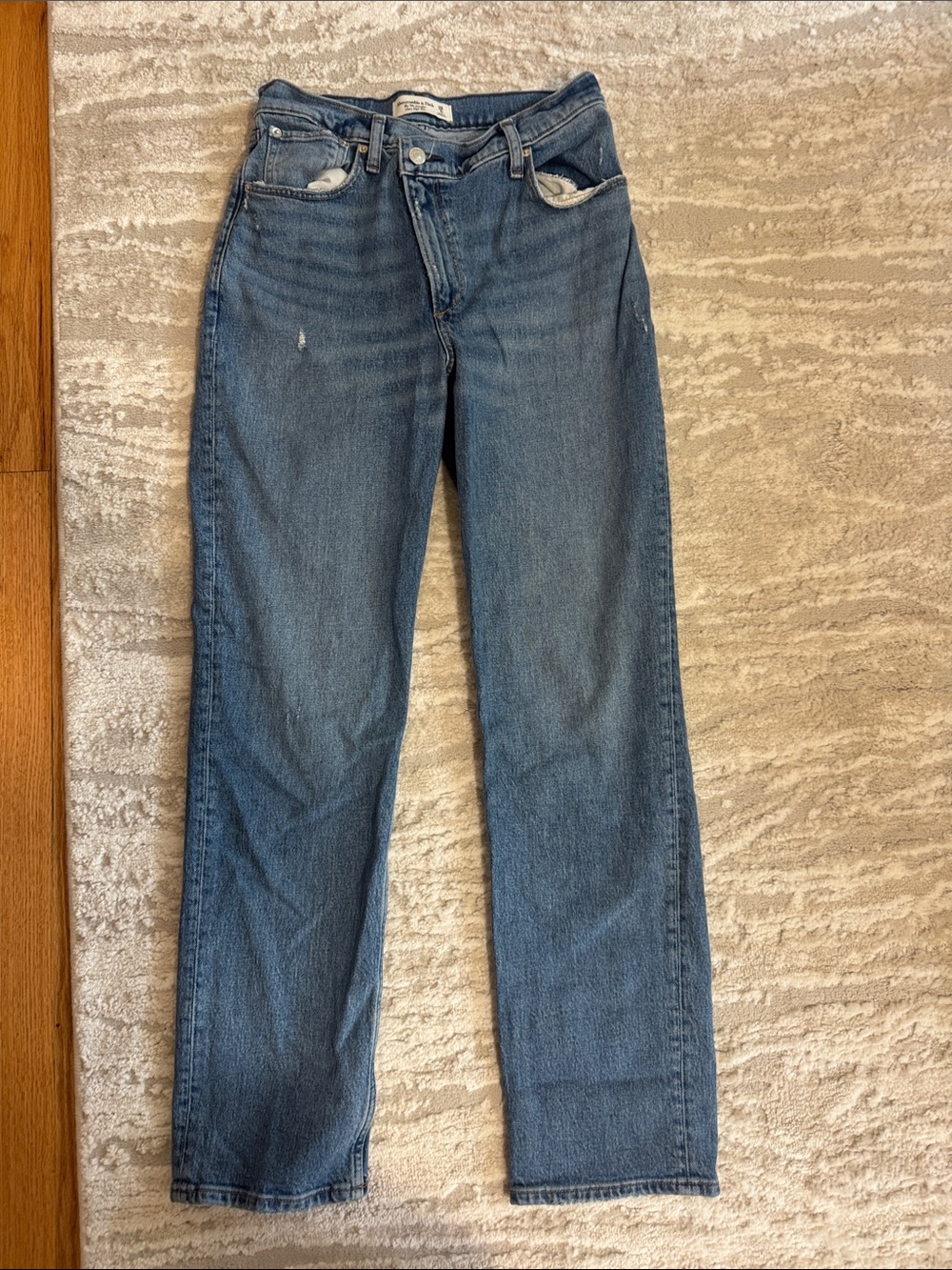 Abercrombie & Fitch Straight-Leg Jeans in Medium Blue Denim